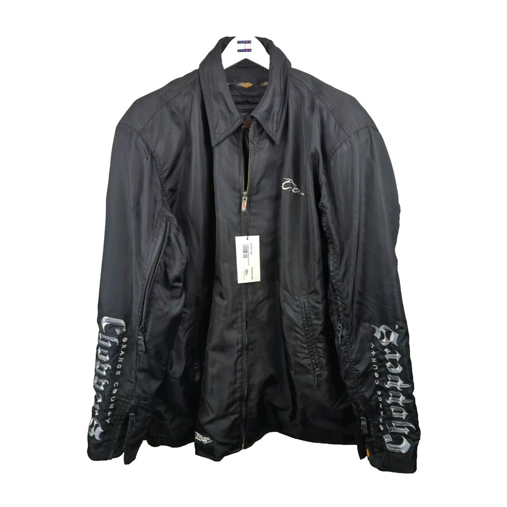 Orange County Chopper Motorcycle Jacket Black‎ Mens XL Padded Embroidered